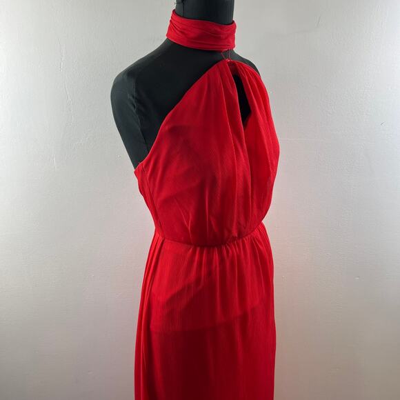 White by Vera Wang Red Evening Gown Sleeveless Choker Neckline Maxi Size 2 - Picture 4 of 9